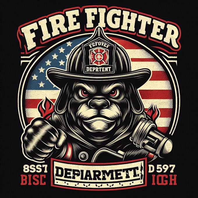Design high quality vintage fire fighter department logo with t shirt ...