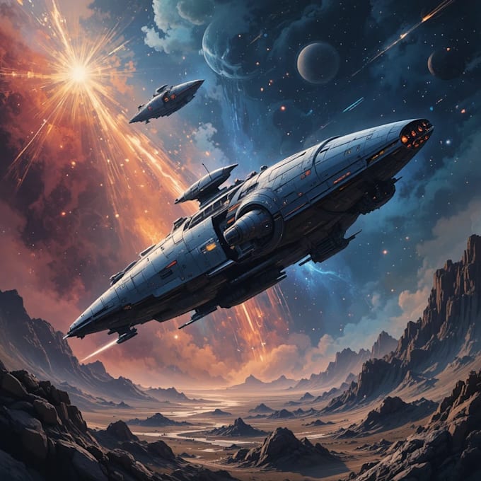 create a spaceship illustration art
