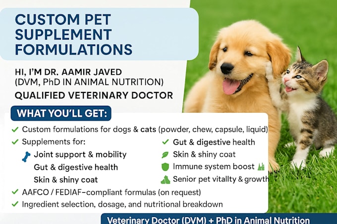 formulate custom pet food supplements and nutrition recipes