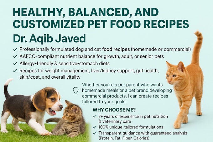 formulate customized and vet approved pet food recipes