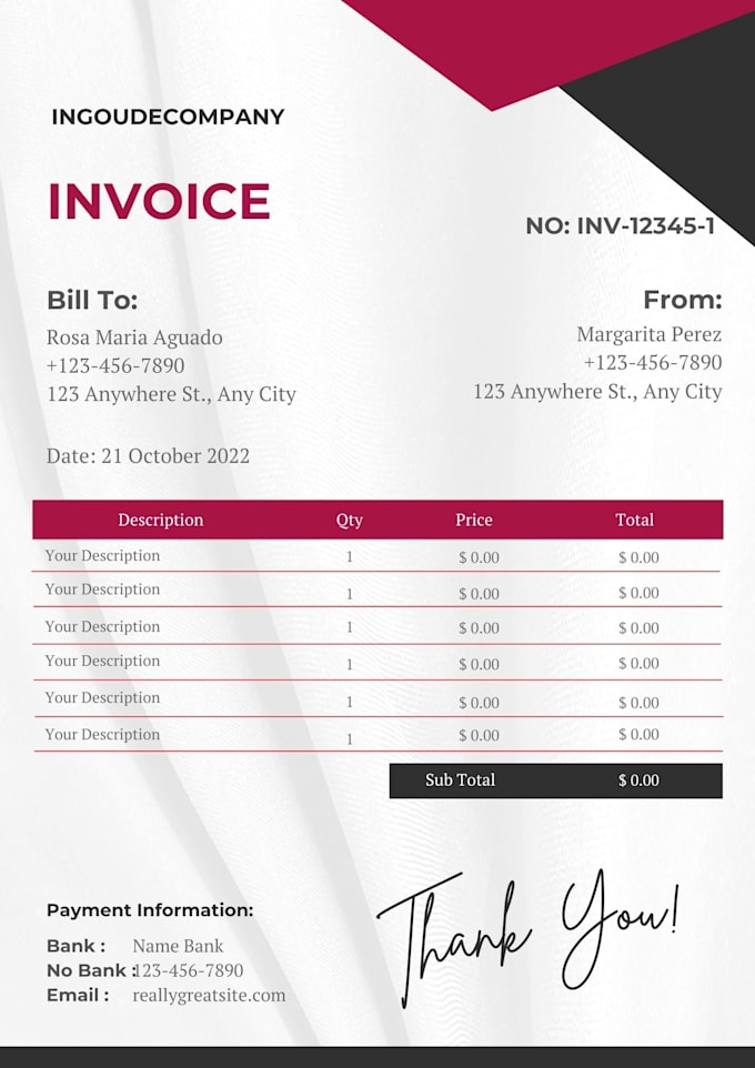 design custom invoices for your business in PDF , word