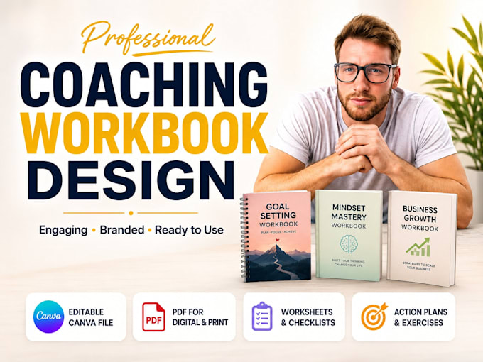 editable coaching workbook for coaches, canva coaching workbook design