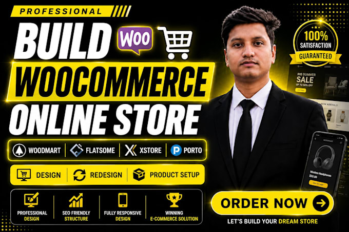 build woocommerce online store using woodmart, flatsome, xstore, porto theme
