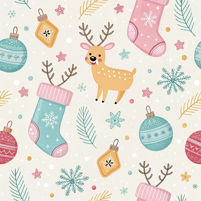 create cute christmas pattern and illustration