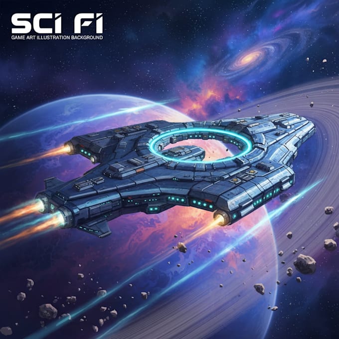 Create a sci fi spaceship art by Audraanthony | Fiverr