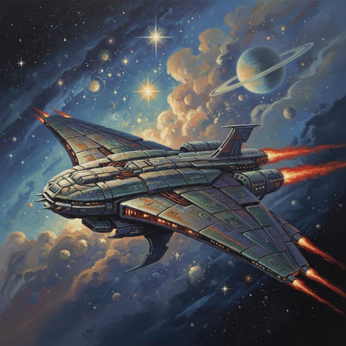 draw a sci fi spaceship design