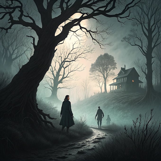 make a horror style illustration, artwork, cover