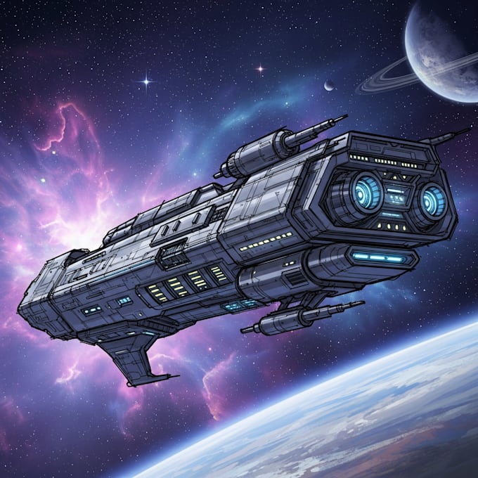 create spaceship concept art for you