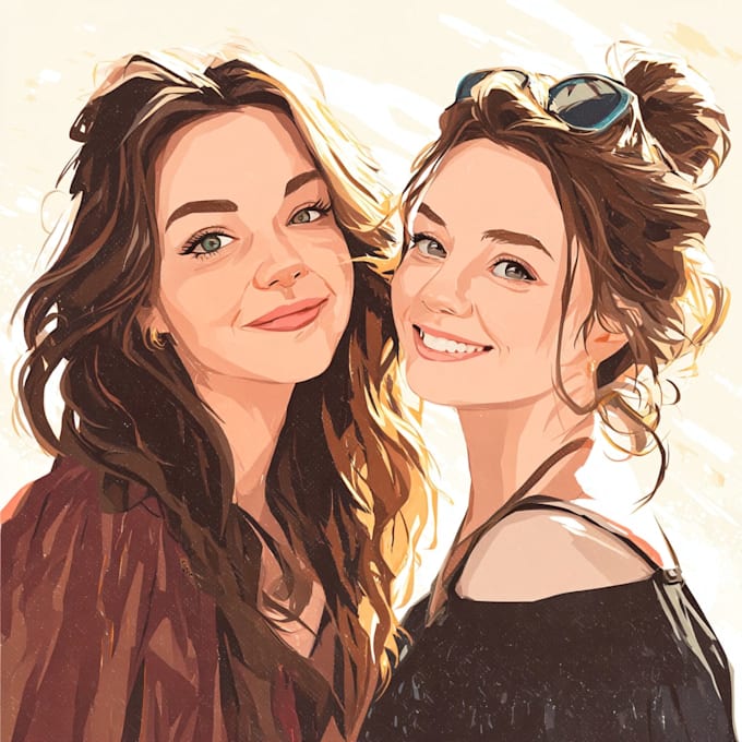 draw a character logo and friendship portrait