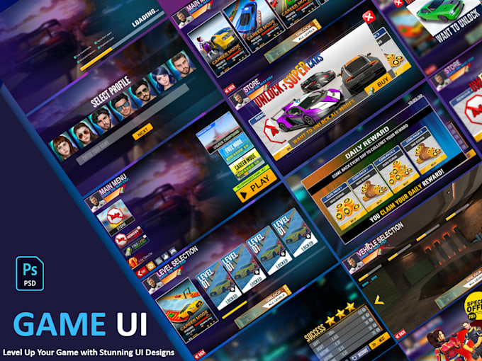 Design modern game ui ux and graphics by Touseefishaq1 | Fiverr