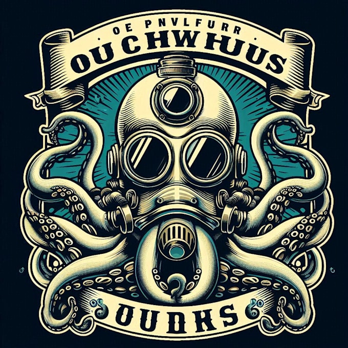 Design high quality diver helmet octopush mascot logo with t shirt ...