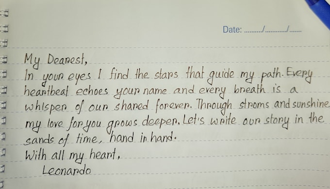 convert text into neat handwritten letters, notes in elegant cursive style