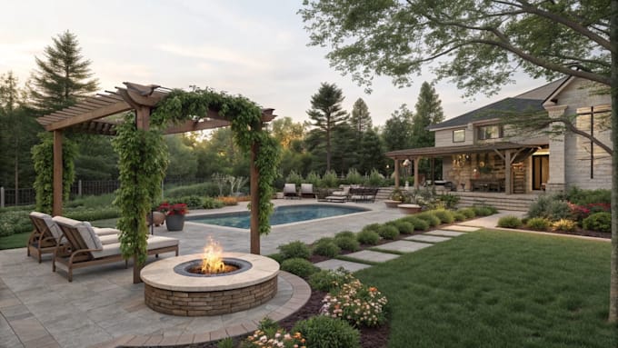 do landscape design backyard front yard fire pit pergola pool