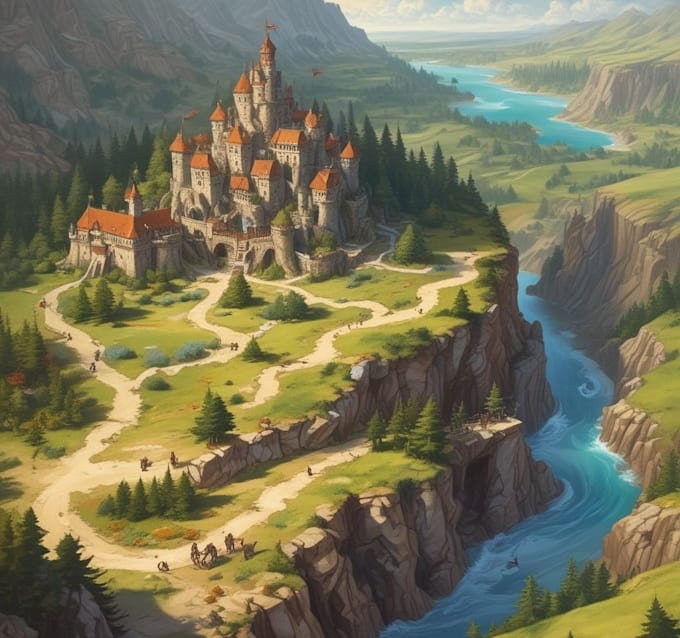create detailed 2d map illustration for children