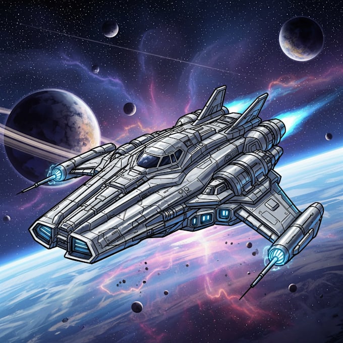 make a sci fi spaceship art