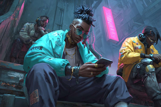 create scifi or cyberpunk character portrait art
