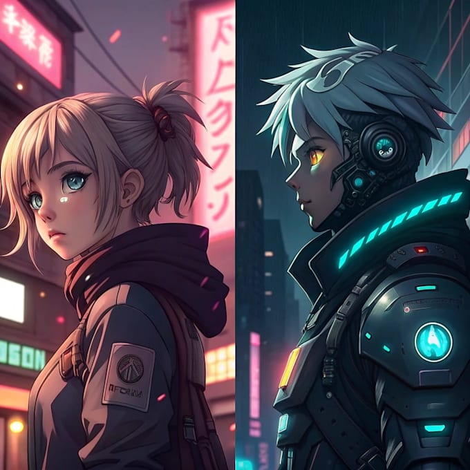 design anime character , cyberpunk character