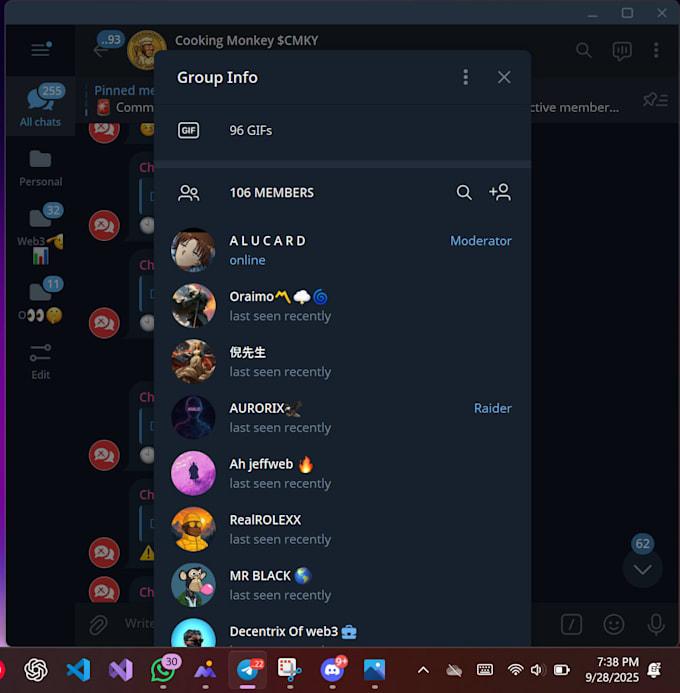 be your discord moderator, telegram admin and chatter