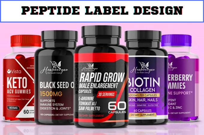 peptide label design, peptide sarms, vial, spray, cosmetic, product label design