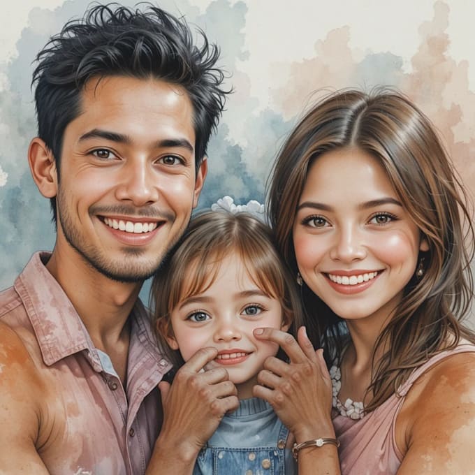 create a watercolor family portrait