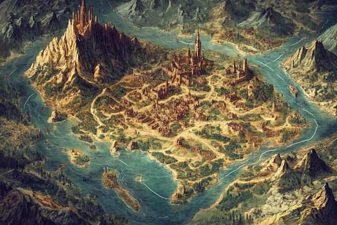 make fantasy map illustration for map