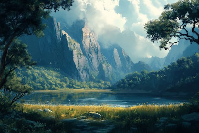 digitally paint fantasy landscape