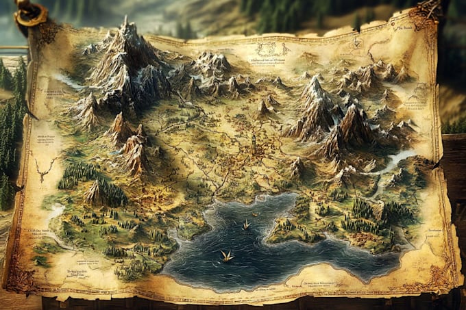 make fantasy map illustration for dnd, novels and