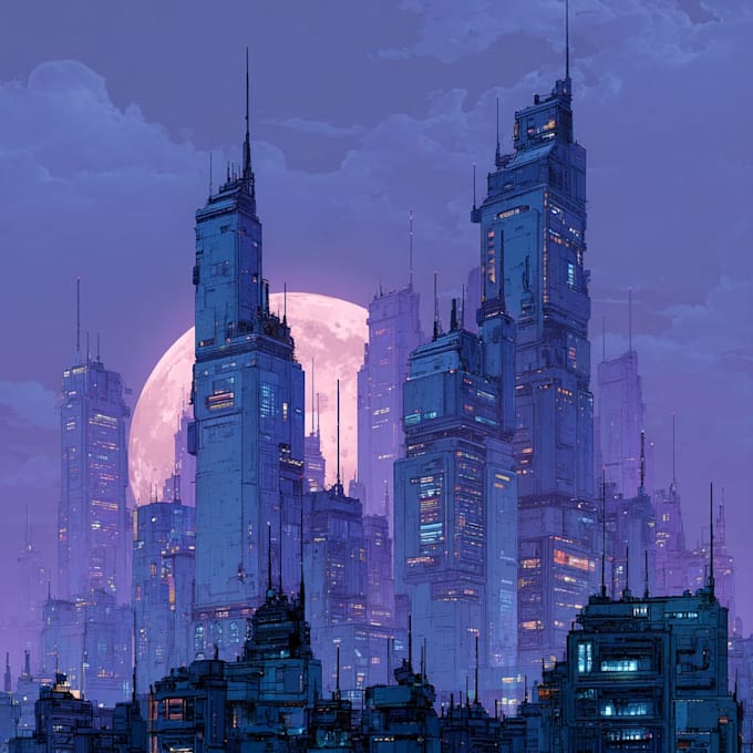 create breathtaking sci fi city concept art for your project