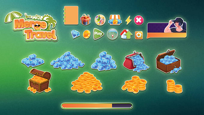 design 2d game UI, game art, and custom assets for you