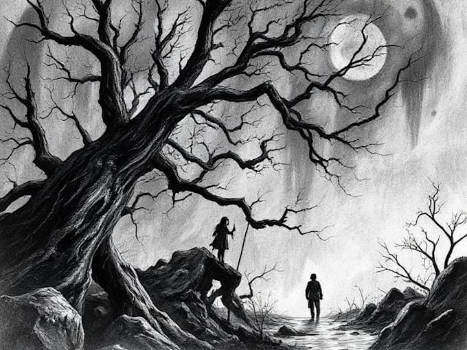 draw detailed illustration dark art