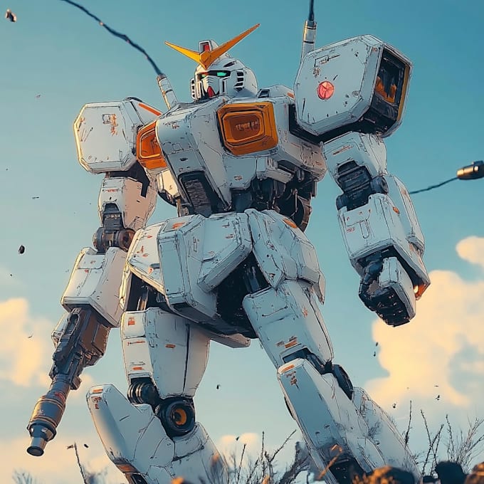 create retro mecha or scifi gundam art