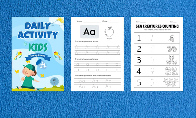 create custom kids worksheet, colouring and tracing notebook