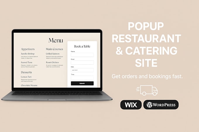 build a high converting wix or wordpress popup restaurant and catering site