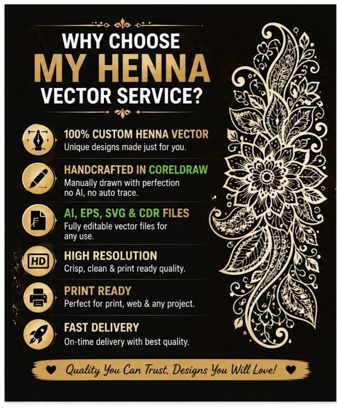 design custom henna vector art and mandala patterns