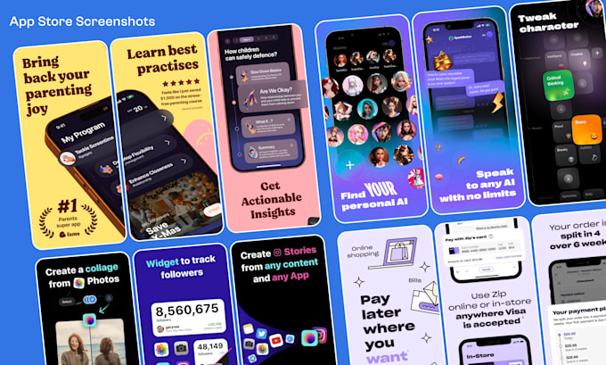 design high converting app screenshots for ios and android startup agency focus