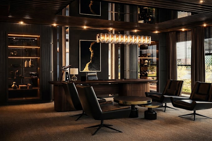 create realistic 3d interior rendering for living room, bedroom, kitchen design
