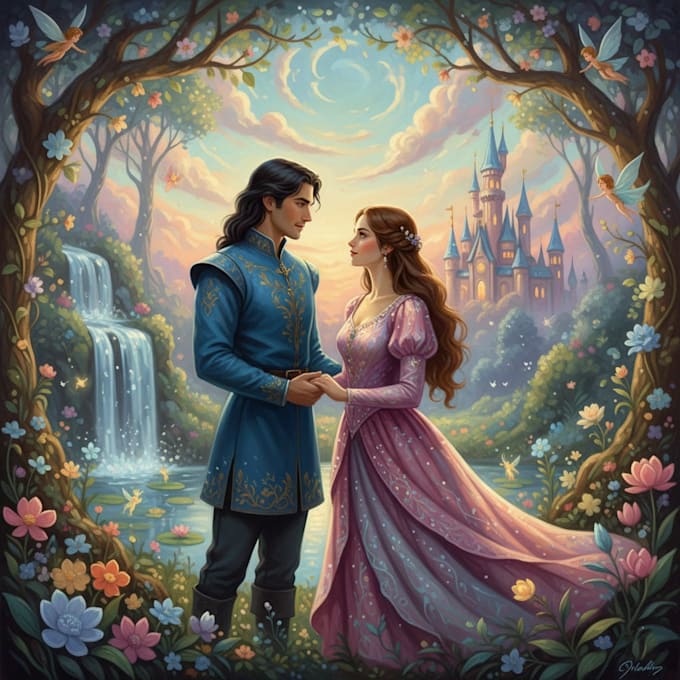 draw cartoon disney couple portrait