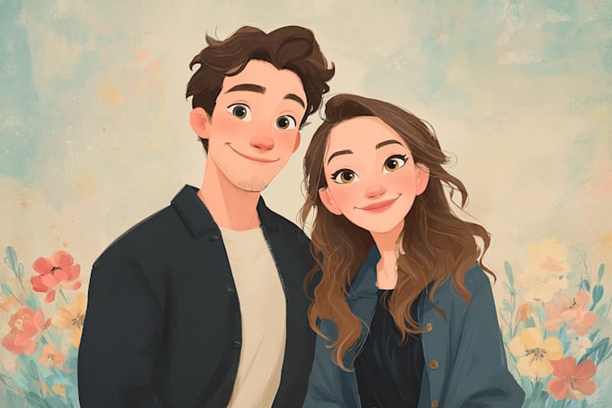 do cartoon disney couple portrait