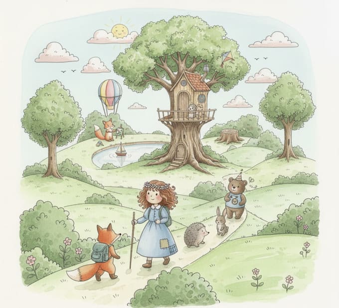 make whimsical watercolor children book art