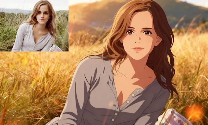 transform your photo into an anime portrait with unlimited revisions