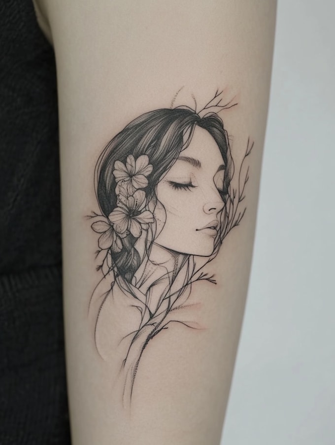 draw custom watercolor modern tattoo design unique