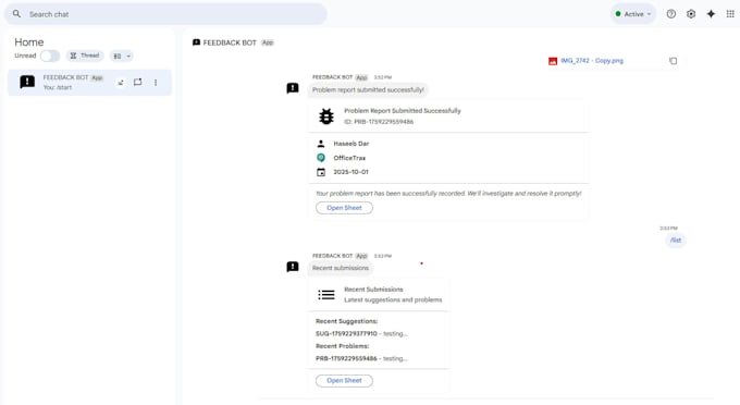 create google chat bot using apps script