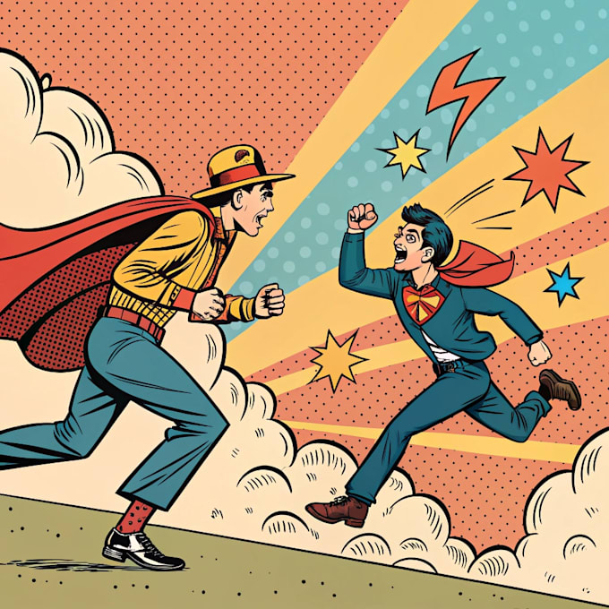 draw in comic style and retro colors