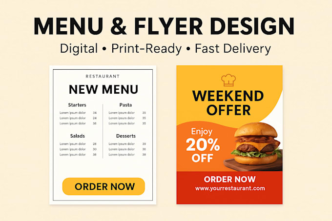 design modern digital restaurant menus and flyers