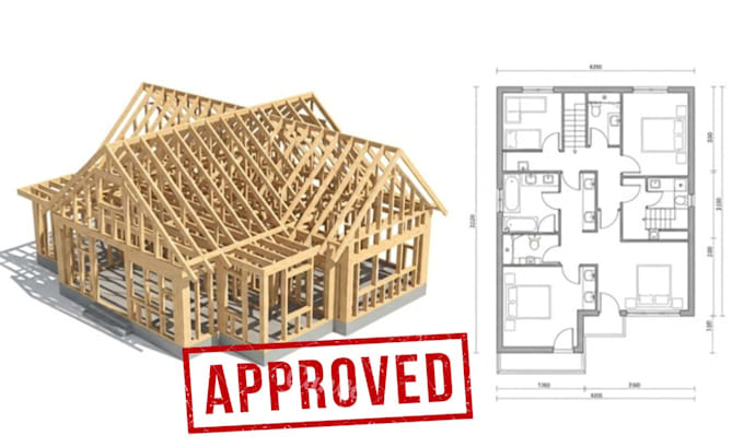 design wood and timber or lumber structure, framing plan, elevation and section