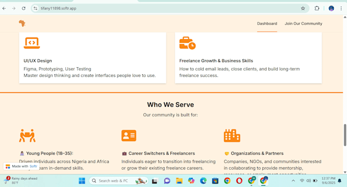 setup airtable database, softr webapp with visual design