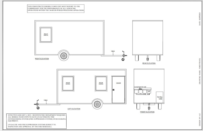 create professional 2d food truck for city permit approval