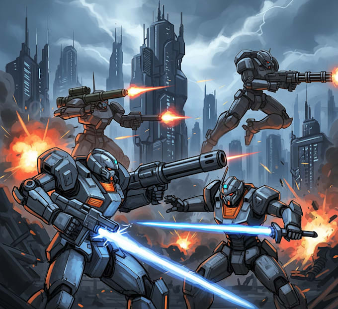 create robot and mech concept art for you