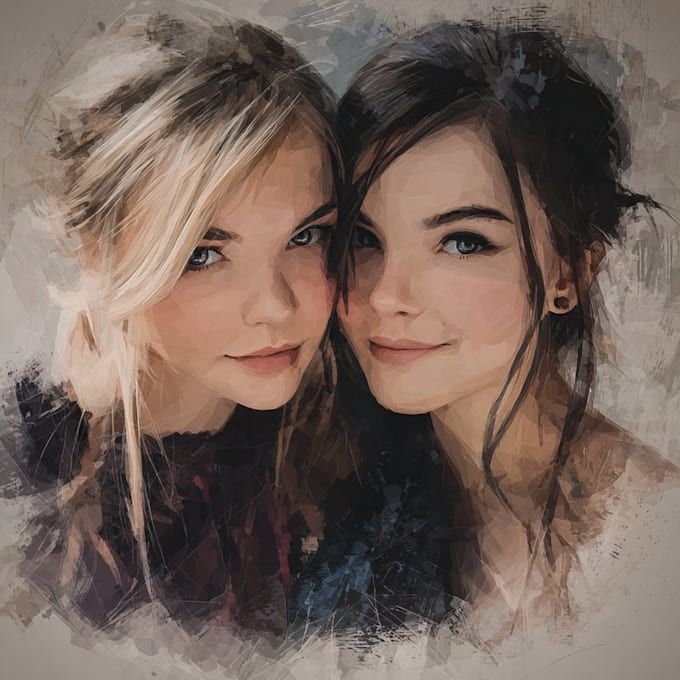 draw vector character logo and friendship portrait