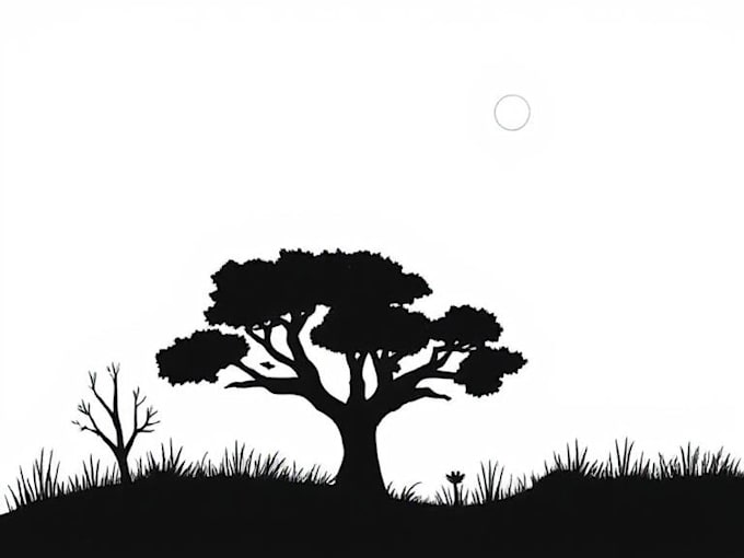 draw simple black and white illustration